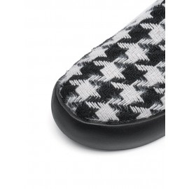 Women Brief Houndstooth Elastic Band Warm Lining Walking Shoes
