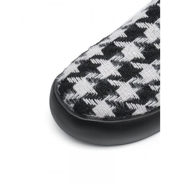 Women Brief Houndstooth Elastic Band Warm Lining Walking Shoes 