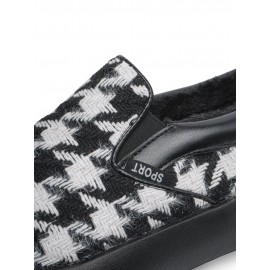 Women Brief Houndstooth Elastic Band Warm Lining Walking Shoes