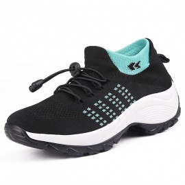 Women Casual Knitted Mesh Lace-up Antiskid Running Shoes