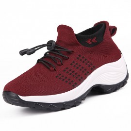 Women Casual Knitted Mesh Lace-up Antiskid Running Shoes