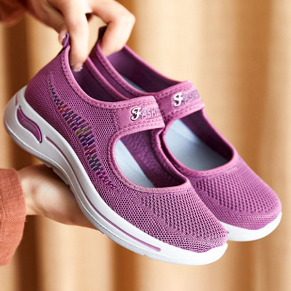 Women Breathable Comfy Mesh Hook&Loop Casual Walking Shoes 