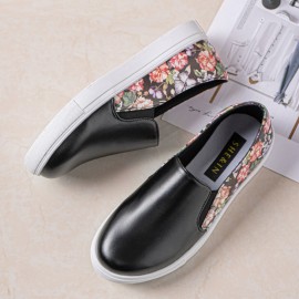 Women Casual Flowers Pattern Comfortable Flat Skate Shoes