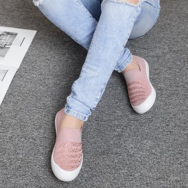 Women Rhinestone Decor Knitted Comfy Breathable Casual Slip On Sneakers