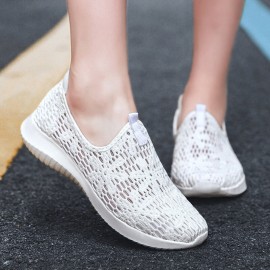 Women Casual Knitted Slip On Walking Flat Sneakers