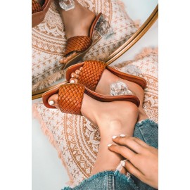 Brown Square Head High Heel Sandals