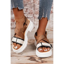 Brown Two Tone Slingback Sport Sandals