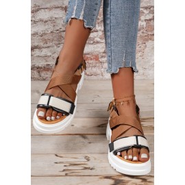 Brown Two Tone Slingback Sport Sandals