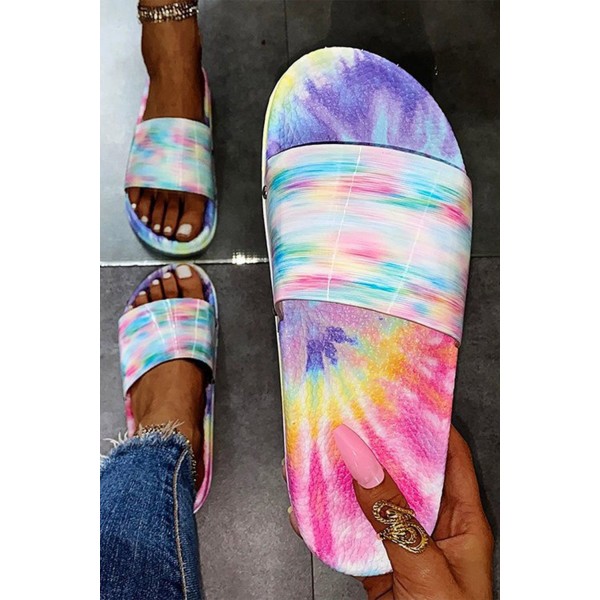 Blue Tie Dye Slide Sandals 