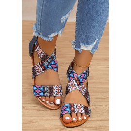 Bohemian Enthic Print Flat Slope Roman Sandals