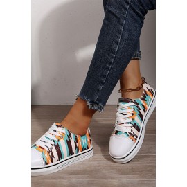White Round Toe Casual Low Top Lace Up Shoes
