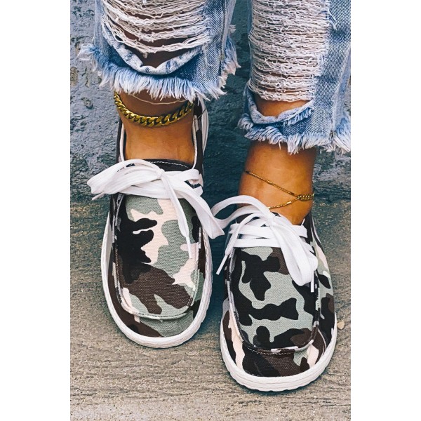 Camouflage Print Lace up Sneakers 