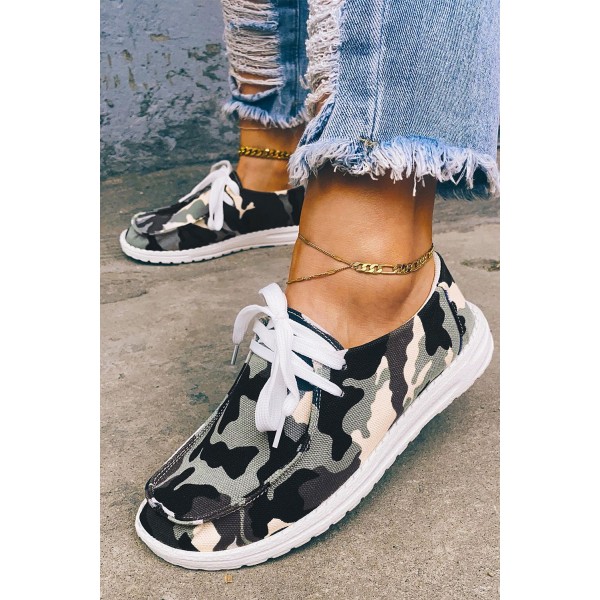 Camouflage Print Lace up Sneakers 