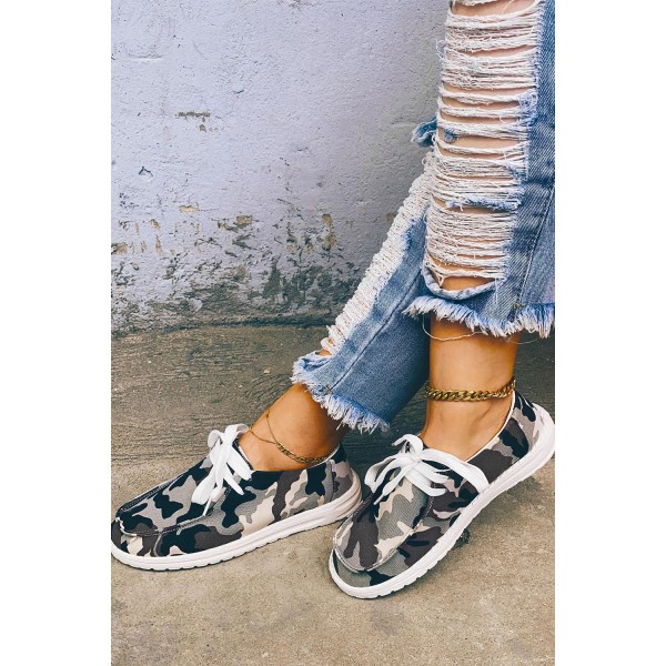 Camouflage Print Lace up Sneakers 