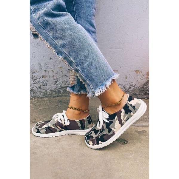 Camouflage Print Lace up Sneakers 