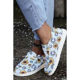 Casual Sunflower Print Canvas Shoes