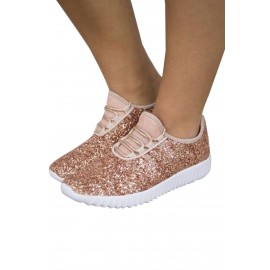 Pink Mesh Glitter Glam Sneakers